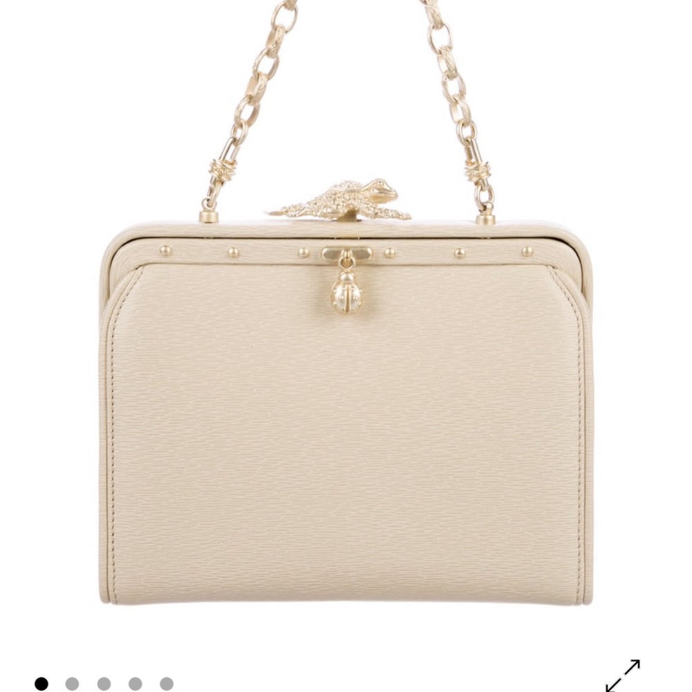🤍 Kieselstein-Cord Vintage Ivory White Leather Frame Bag with Alligator Clasp - Picture 6 of 9
